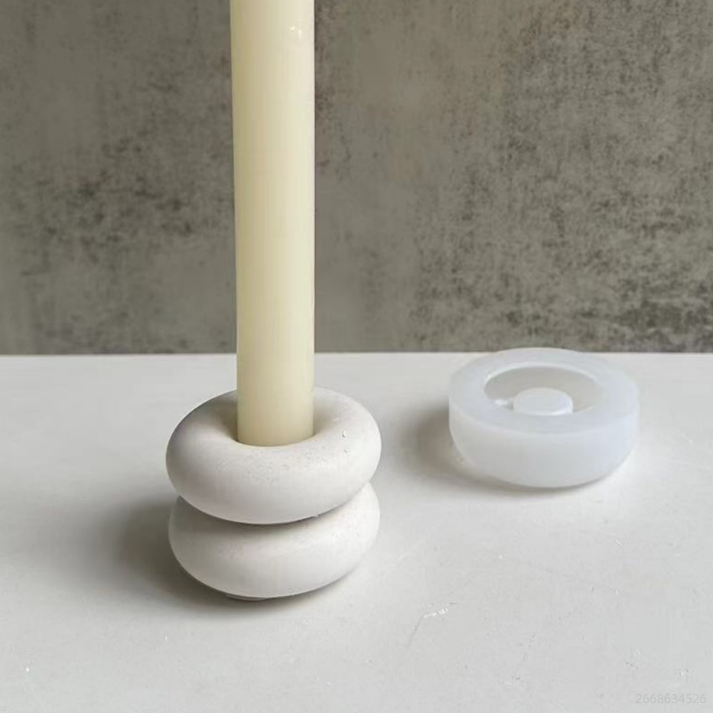 Donut Mold Silicone - Tempat lilin donat bundar cetakan silikon,